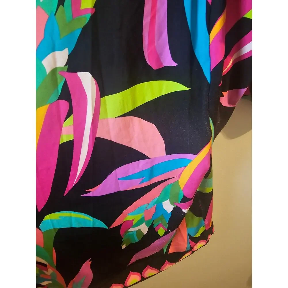 Trina Turk Birds of Paradise Tunic Swimsuit Cover Up Dress Beach Cruise  M SW14